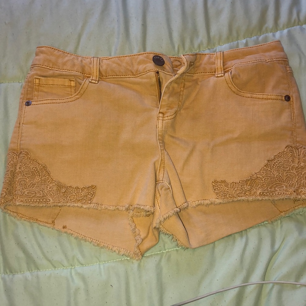 Mustard yellow jean shorts